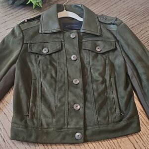 BCBGMAXAZRIA size S dark green suede moto jacket